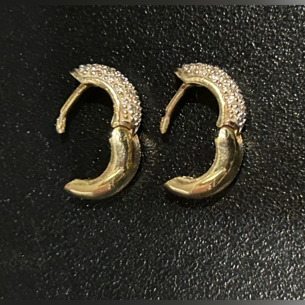 18 Karat Gold and Pave Diamond Huggie Earrings - Picture 10 of 13